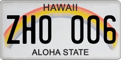 HI license plate ZHO006