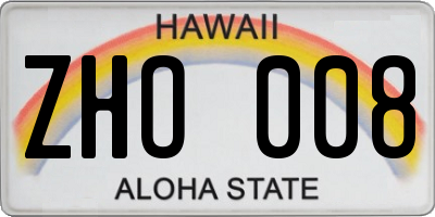 HI license plate ZHO008