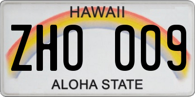 HI license plate ZHO009