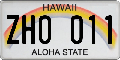 HI license plate ZHO011