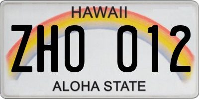 HI license plate ZHO012
