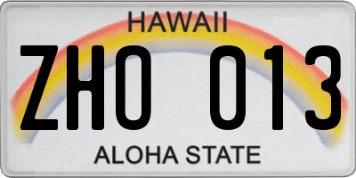 HI license plate ZHO013
