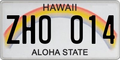 HI license plate ZHO014