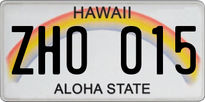 HI license plate ZHO015