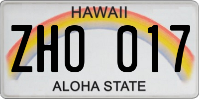 HI license plate ZHO017
