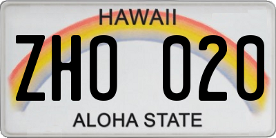 HI license plate ZHO020