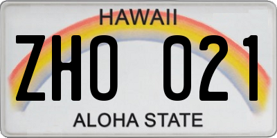 HI license plate ZHO021