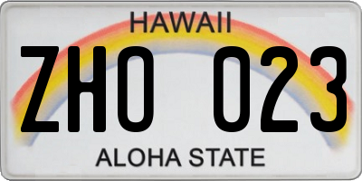 HI license plate ZHO023