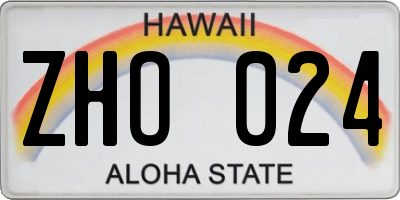 HI license plate ZHO024