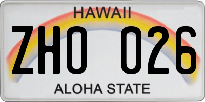 HI license plate ZHO026