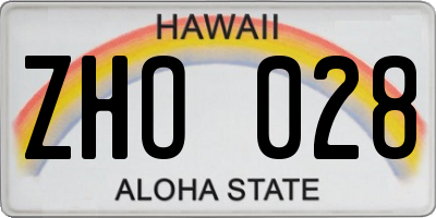 HI license plate ZHO028