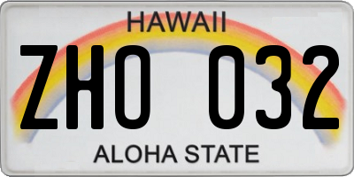 HI license plate ZHO032