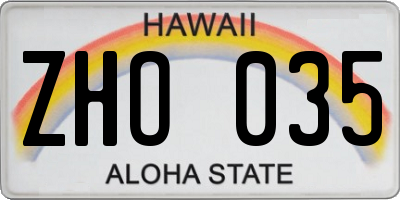 HI license plate ZHO035