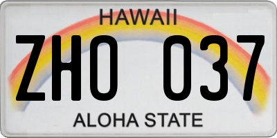 HI license plate ZHO037