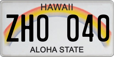 HI license plate ZHO040
