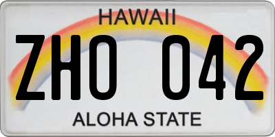 HI license plate ZHO042