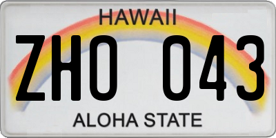 HI license plate ZHO043