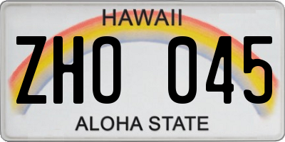 HI license plate ZHO045