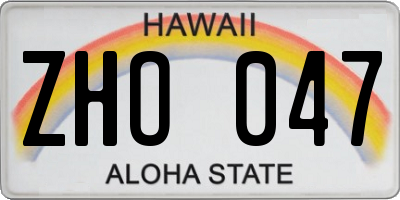HI license plate ZHO047
