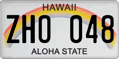 HI license plate ZHO048