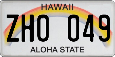 HI license plate ZHO049