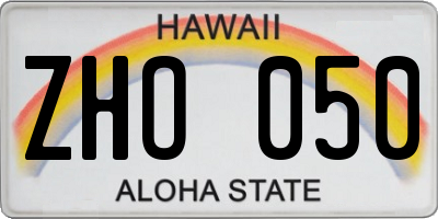 HI license plate ZHO050