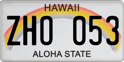 HI license plate ZHO053