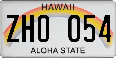 HI license plate ZHO054