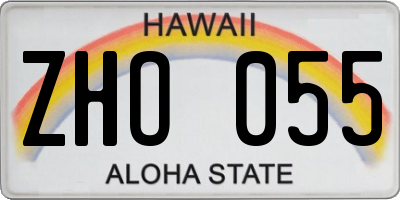 HI license plate ZHO055