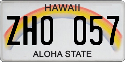 HI license plate ZHO057