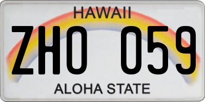 HI license plate ZHO059