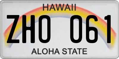 HI license plate ZHO061