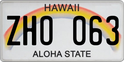 HI license plate ZHO063