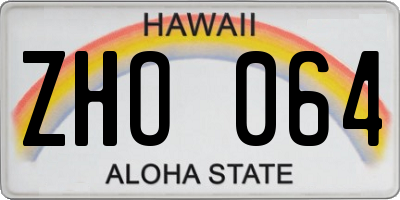 HI license plate ZHO064
