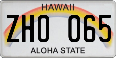 HI license plate ZHO065
