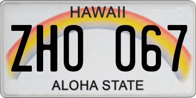 HI license plate ZHO067