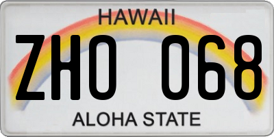 HI license plate ZHO068