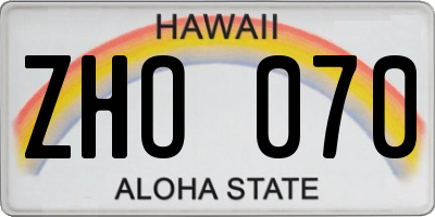HI license plate ZHO070