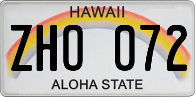 HI license plate ZHO072