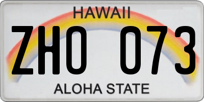 HI license plate ZHO073