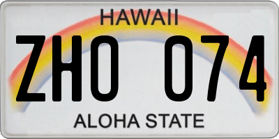 HI license plate ZHO074