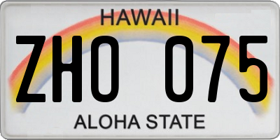 HI license plate ZHO075