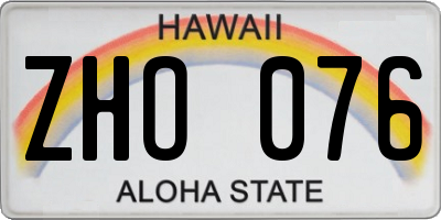 HI license plate ZHO076