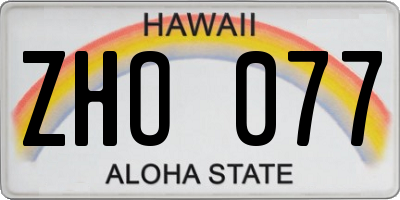 HI license plate ZHO077