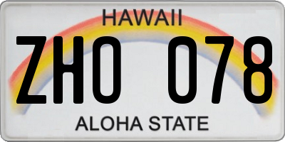 HI license plate ZHO078