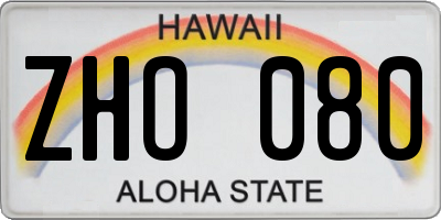 HI license plate ZHO080