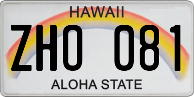 HI license plate ZHO081