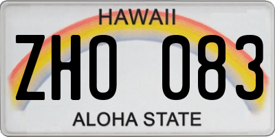 HI license plate ZHO083