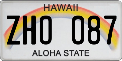 HI license plate ZHO087