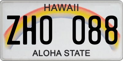 HI license plate ZHO088